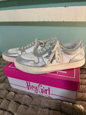 Hey Girl by Corkys Constellation Silver & White Lace-Up Sneakers